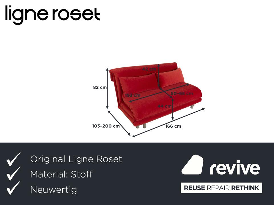 Ligne Roset Multy Stoff Dreisitzer Rot Schlaffunktion Neubezug ✨ – Bild 2