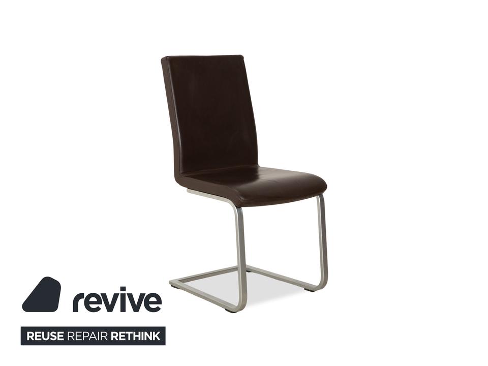 6er Garnitur Wöstmann Leder Stuhl Dunkelbraun – Bild 3