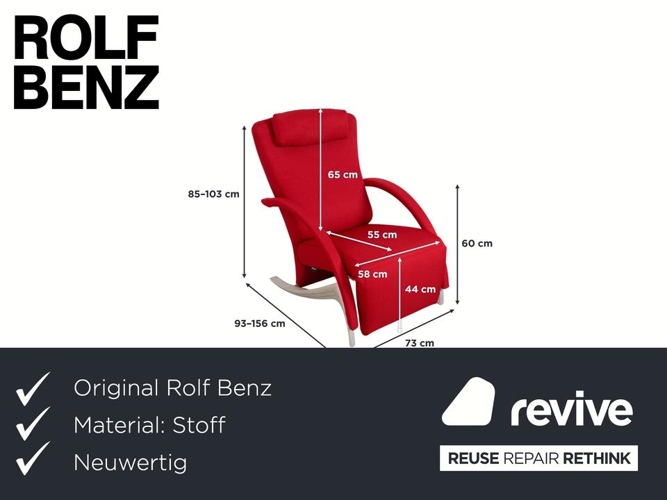 Rolf Benz 3100 Sessel Stoff Rot Silber manuelle Funktion ✨ – Bild 2