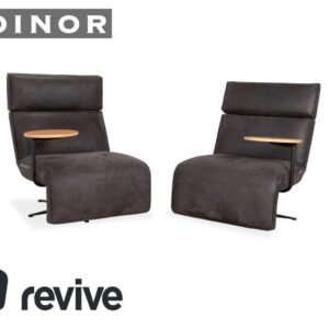 Garnitur Koinor Etino Stoff Holz Sessel Grau Anthrazit Schiefer