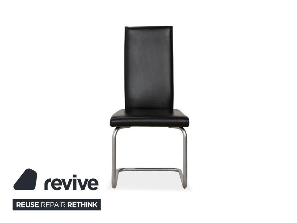 6er Garnitur Ronald Schmitt Leder Stuhl Schwarz Chrom Esszimmer – Bild 9