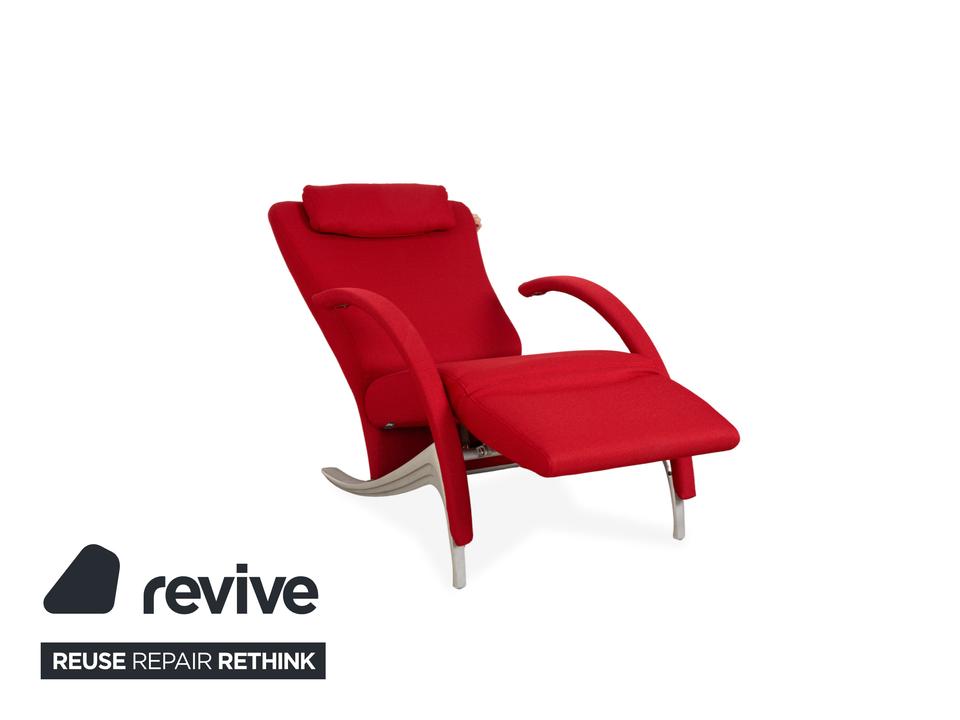 Rolf Benz 3100 Sessel Stoff Rot Silber manuelle Funktion ✨ – Bild 3