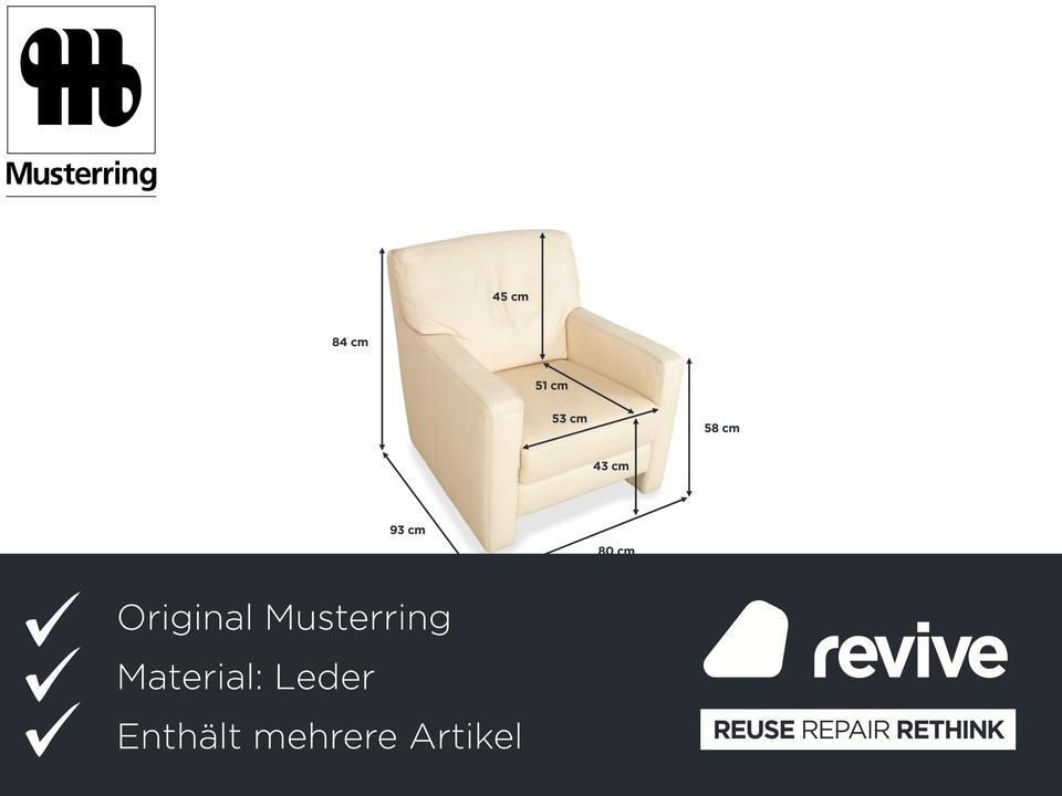Musterring Leder Sessel Creme Beige Off-White – Bild 3