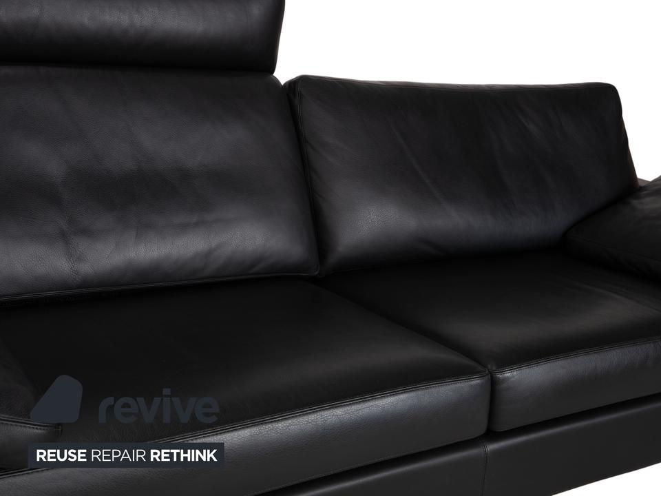 COR Conseta Dreisitzer Leder Sofa Schwarz mit Kopfstütze – Bild 9