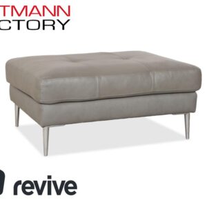 Gutmann Factory Leder Hocker Grau Chrom Füße