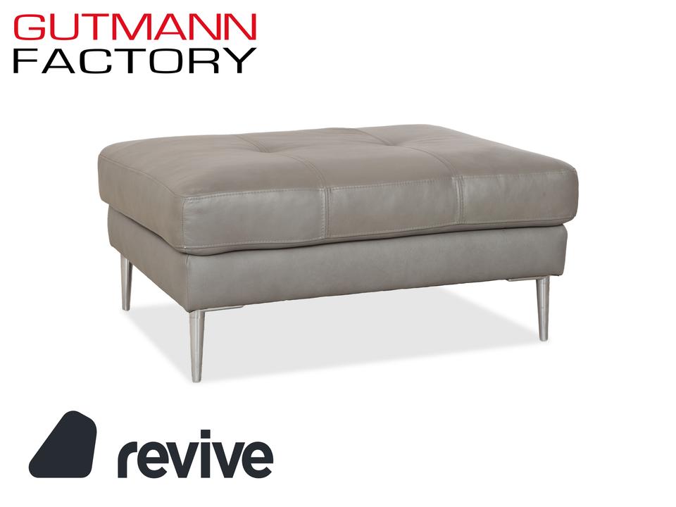 Gutmann Factory Leder Hocker Grau Chrom Füße