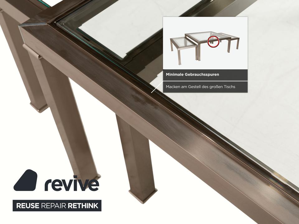 Sovet Italia Nice Glas Couchtisch Silber Satztische – Bild 8