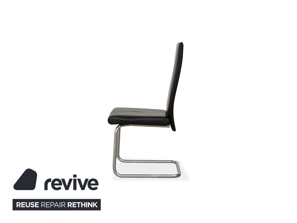 6er Garnitur Ronald Schmitt Leder Stuhl Schwarz Chrom Esszimmer – Bild 12