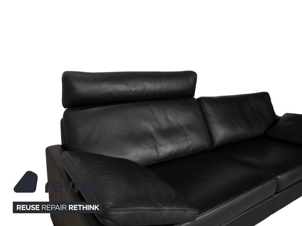 COR Conseta Dreisitzer Leder Sofa Schwarz mit Kopfstütze – Bild 10