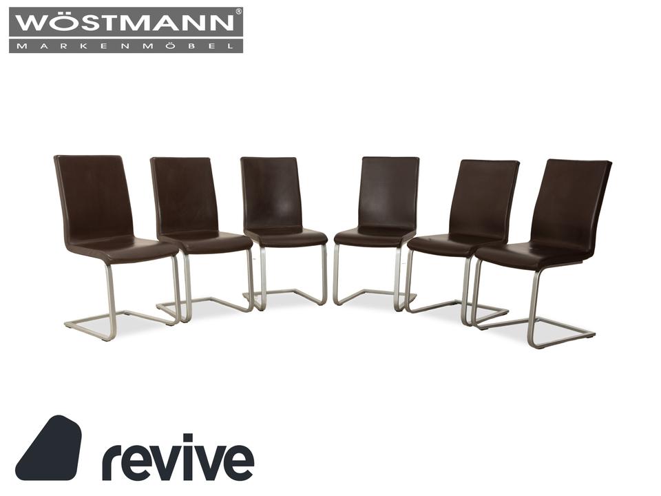 6er Garnitur Wöstmann Leder Stuhl Dunkelbraun