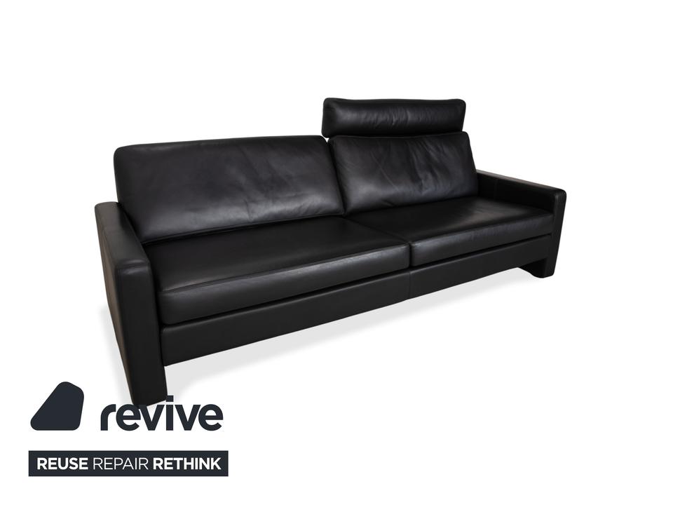 COR Conseta Dreisitzer Leder Sofa Schwarz mit Kopfstütze – Bild 4