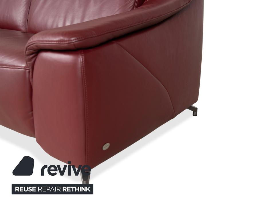 Himolla Dreisitzer Leder Sofa Rot Weinrot manuelle Funktion Couch – Bild 6