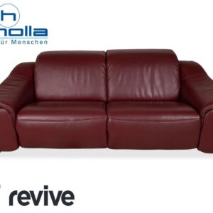 Himolla Dreisitzer Leder Sofa Rot Weinrot manuelle Funktion Couch