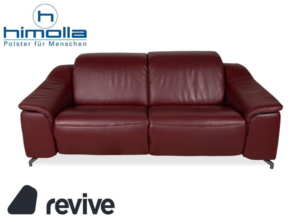 Himolla Dreisitzer Leder Sofa Rot Weinrot manuelle Funktion Couch