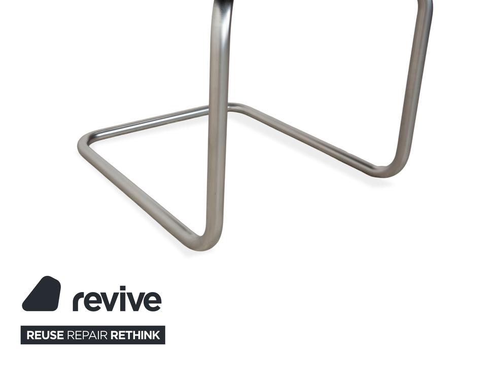 6er Garnitur Ronald Schmitt Leder Stuhl Schwarz Chrom Esszimmer – Bild 4