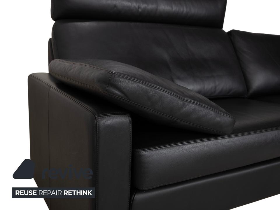 COR Conseta Dreisitzer Leder Sofa Schwarz mit Kopfstütze – Bild 11