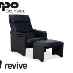 Erpo City Leder Sessel Hocker Blau Dunkelblau Marine manuelle