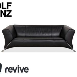 Rolf Benz 322 Leder Dreisitzer Schwarz Sofa Couch