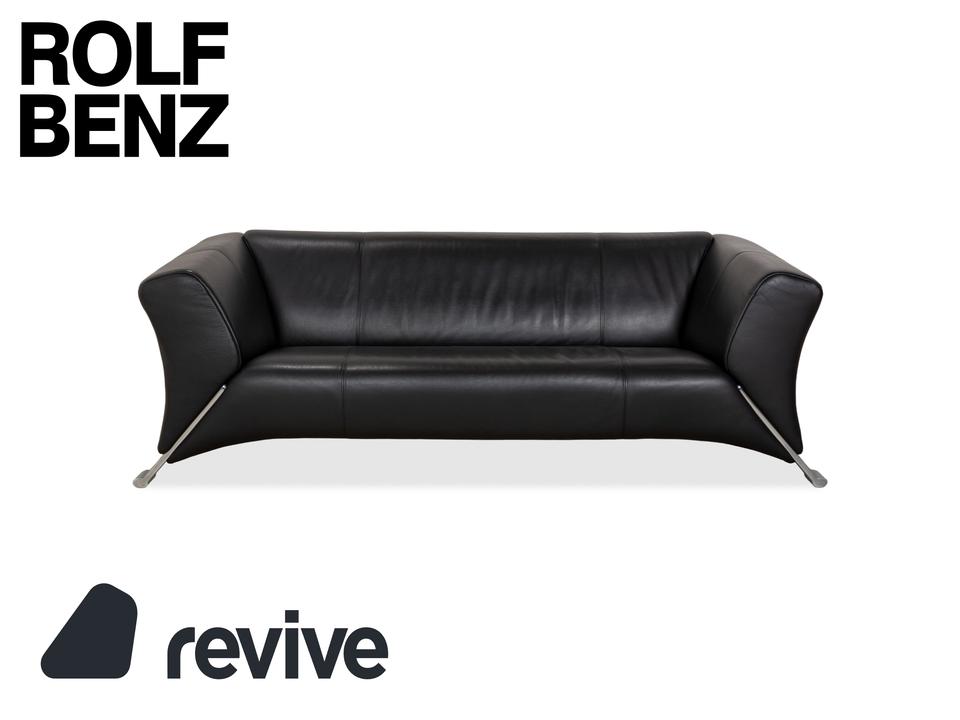 Rolf Benz 322 Leder Dreisitzer Schwarz Sofa Couch