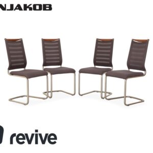 4er Garnitur Venjakob Lilli Stoff Stuhl Freischwinger Grau Braun