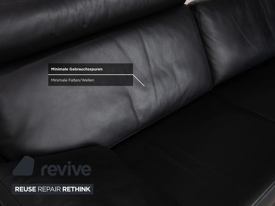 COR Conseta Dreisitzer Leder Sofa Schwarz mit Kopfstütze – Bild 12