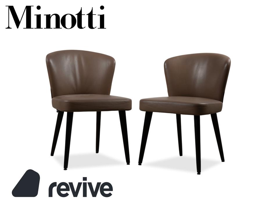 Minotti Aston Leder Stuhl Braun Kaffee Esszimmer