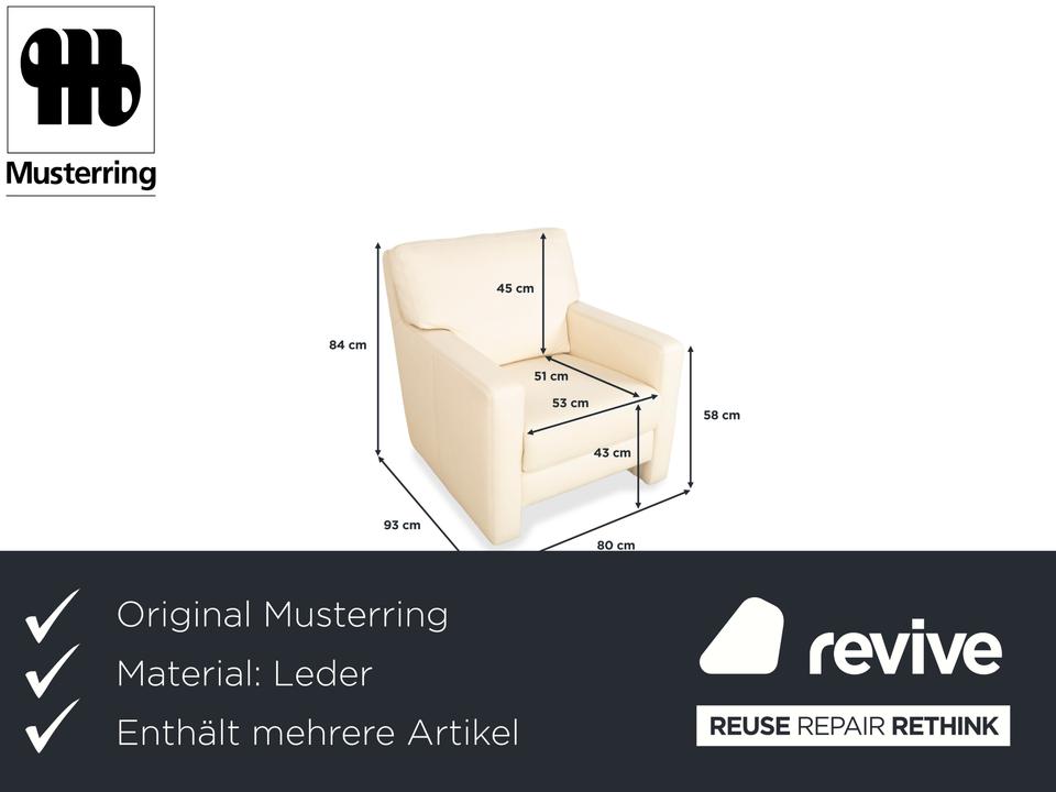 Musterring Leder Sessel Creme Beige Off-White – Bild 2