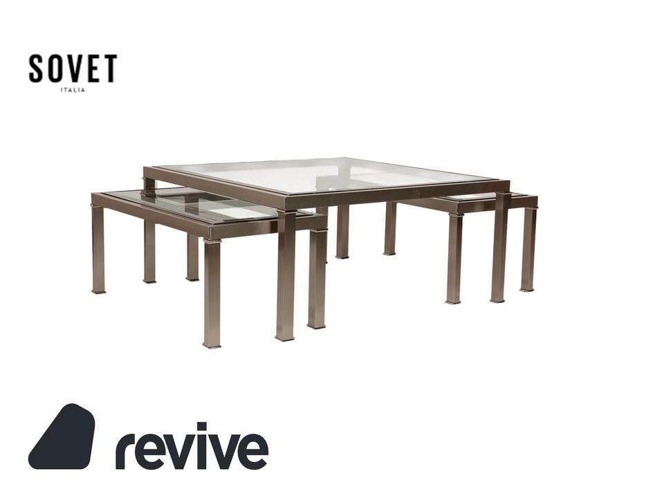 Sovet Italia Nice Glas Couchtisch Silber Satztische