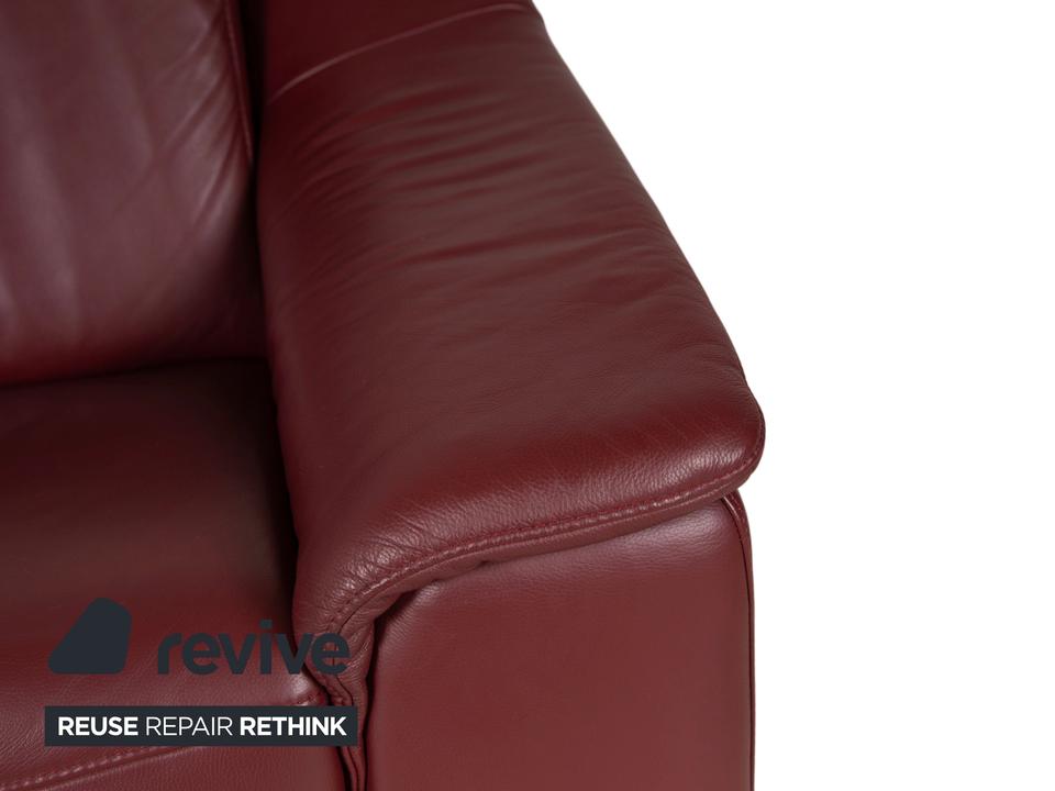 Himolla Dreisitzer Leder Sofa Rot Weinrot manuelle Funktion Couch – Bild 5