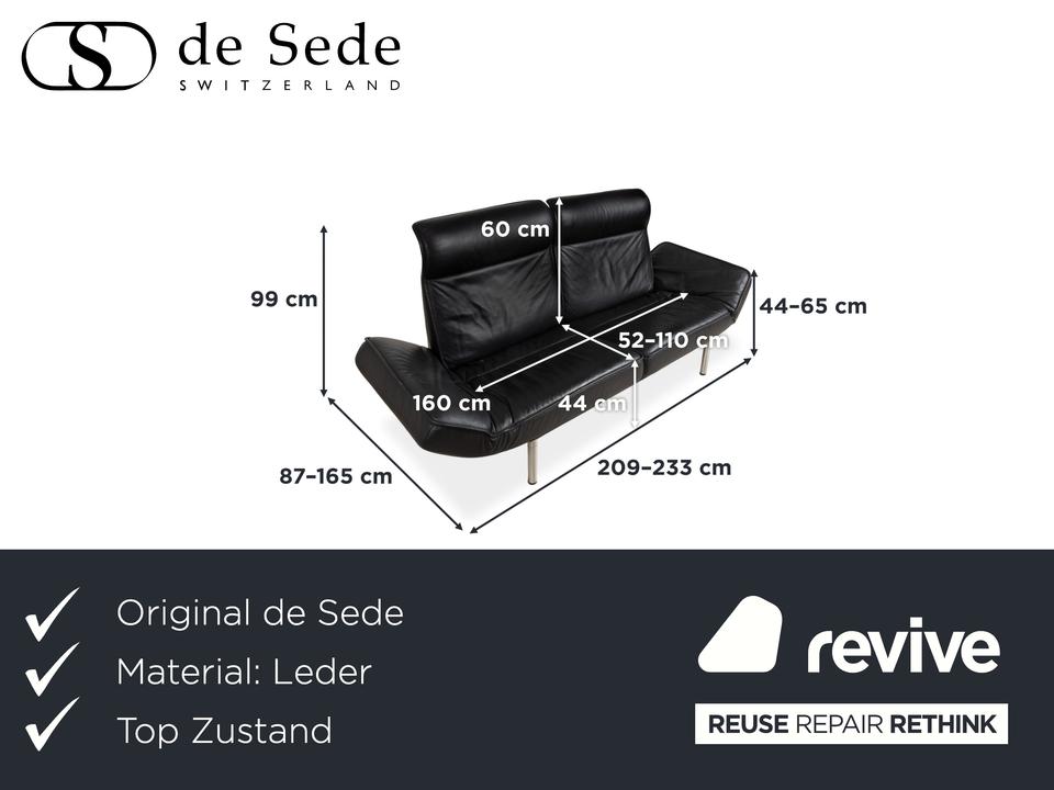 de Sede DS 450 Leder Zweisitzer Schwarz manuelle Funktion Sofa – Bild 2