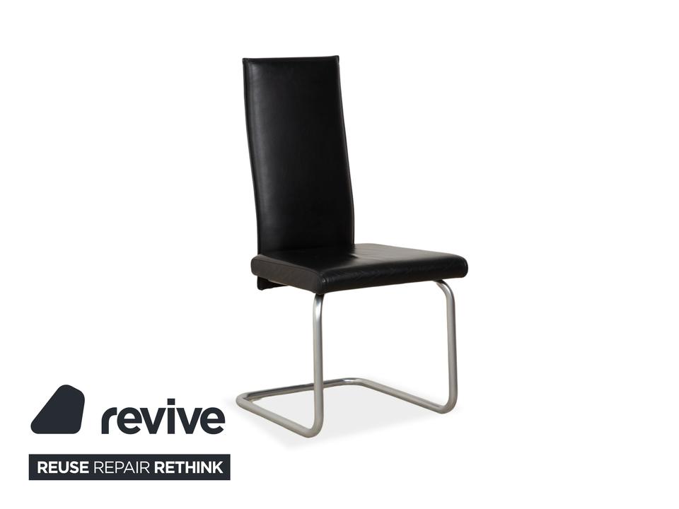 6er Garnitur Ronald Schmitt Leder Stuhl Schwarz Chrom Esszimmer – Bild 8