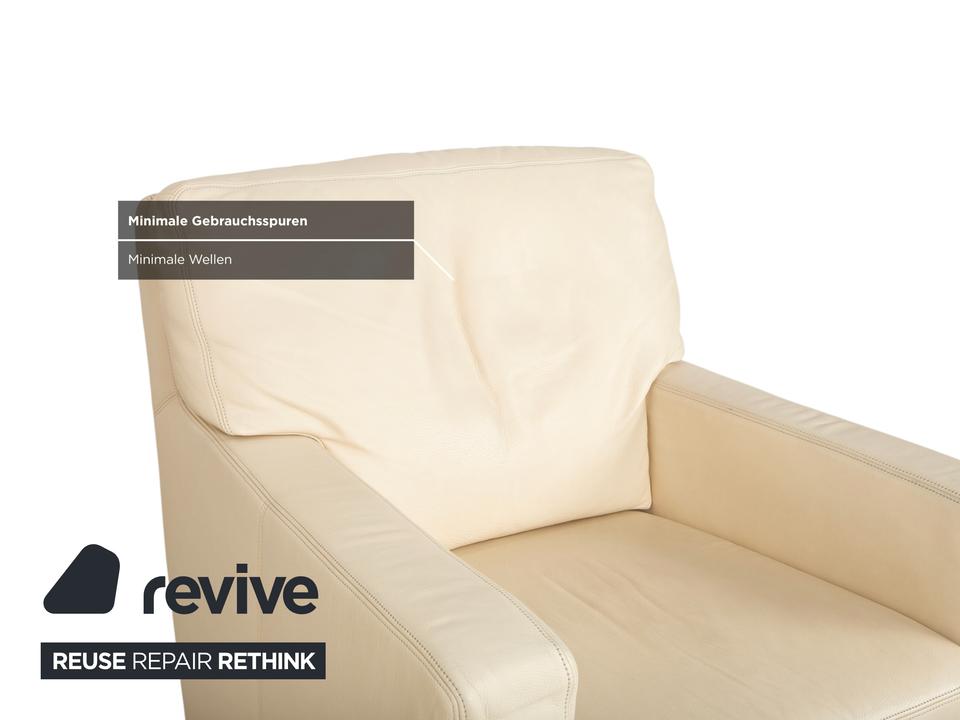 Musterring Leder Sessel Creme Beige Off-White – Bild 12