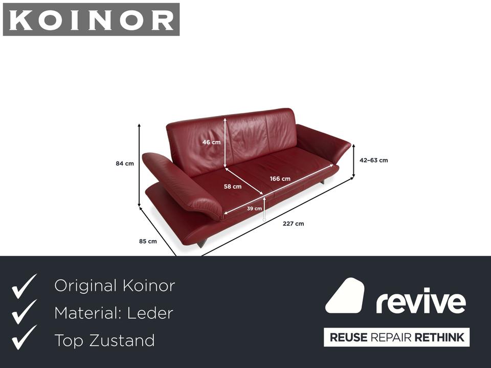 Koinor Rossini Leder Dreisitzer Rot Rubin Sofa Couch – Bild 2