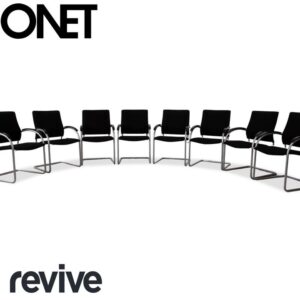 8er Garnitur Thonet S74 Stoff Stuhl Chrom Garnitur Freischwinger