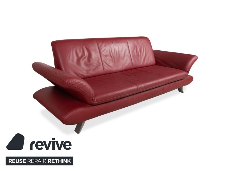 Koinor Rossini Leder Dreisitzer Rot Rubin Sofa Couch – Bild 3