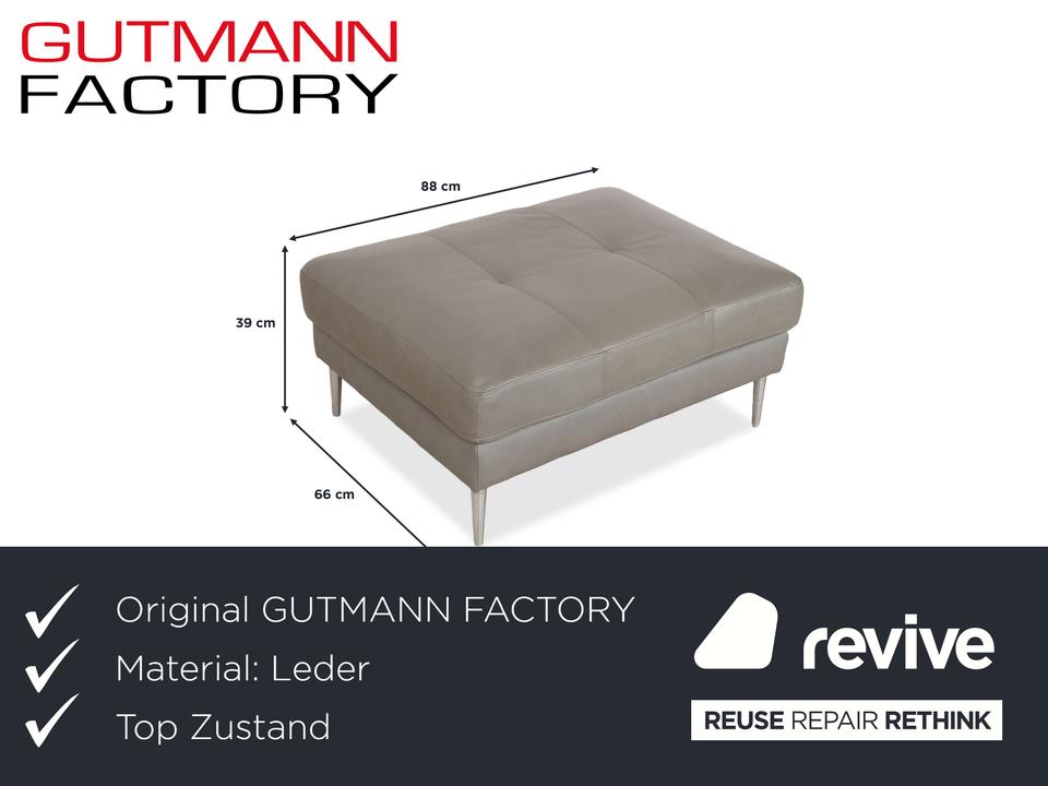 Gutmann Factory Leder Hocker Grau Chrom Füße – Bild 2