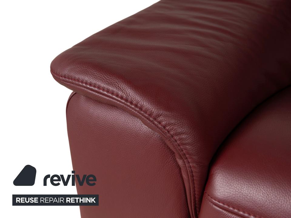 Himolla Dreisitzer Leder Sofa Rot Weinrot manuelle Funktion Couch – Bild 4