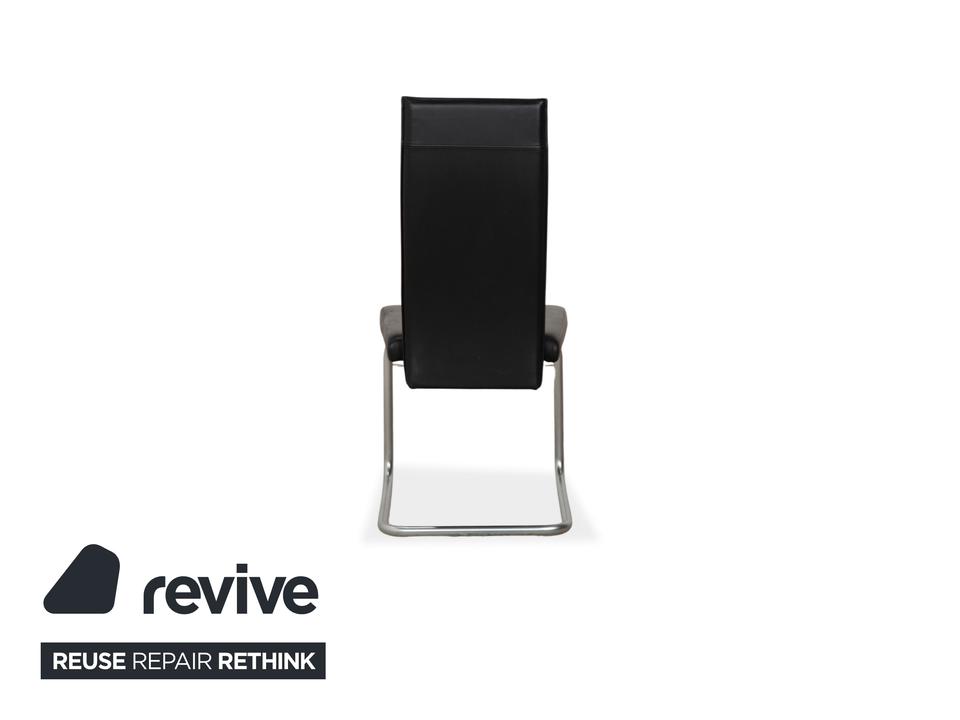 6er Garnitur Ronald Schmitt Leder Stuhl Schwarz Chrom Esszimmer – Bild 11