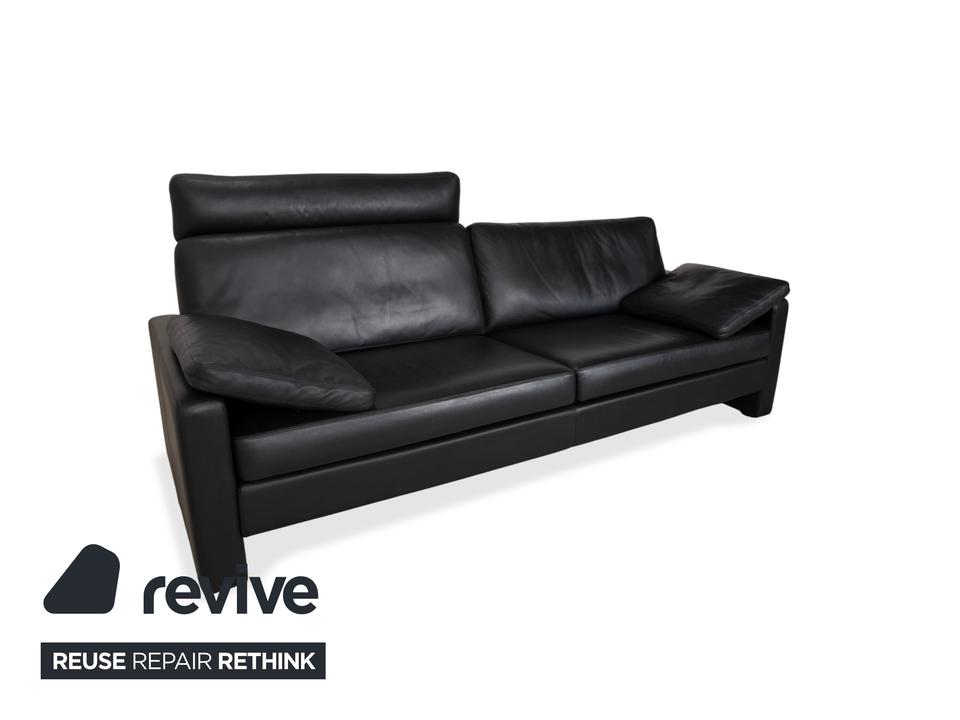 COR Conseta Dreisitzer Leder Sofa Schwarz mit Kopfstütze – Bild 3