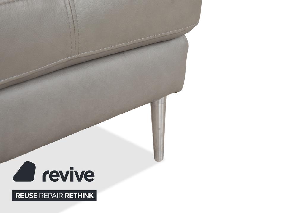 Gutmann Factory Leder Hocker Grau Chrom Füße – Bild 4