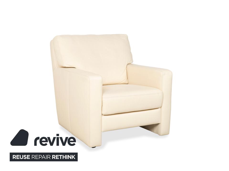 Musterring Leder Sessel Creme Beige Off-White – Bild 4