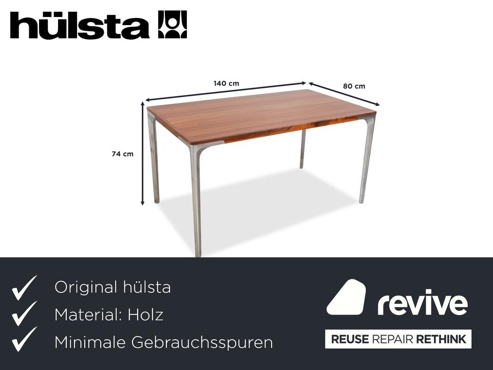 Hülsta T70 Holz Esstisch Braun Chrom Beine 140 x 80 cm – Bild 2