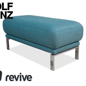 Rolf Benz Stoff Hocker Blau Türkis Chrom Füße