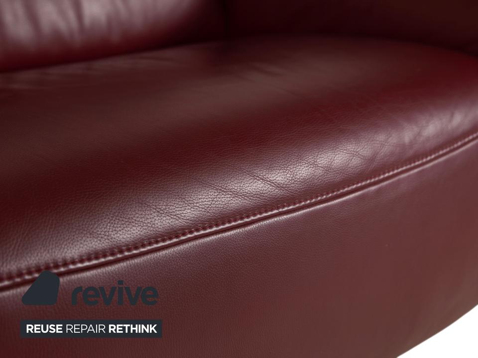 Himolla Dreisitzer Leder Sofa Rot Weinrot manuelle Funktion Couch – Bild 3