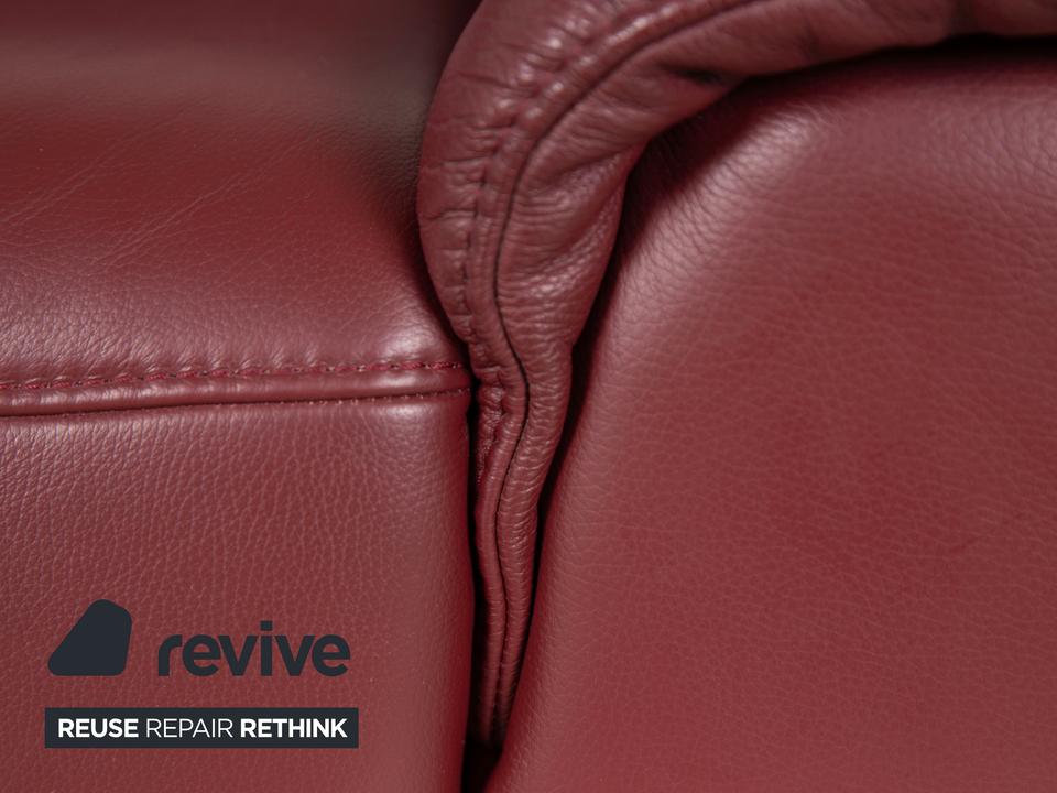 Himolla Dreisitzer Leder Sofa Rot Weinrot manuelle Funktion Couch – Bild 8