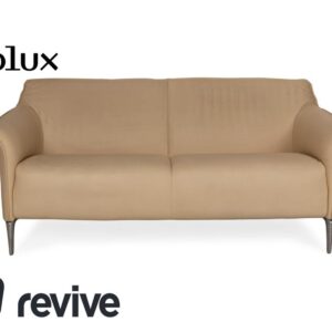 Leolux Mayon Leder Zweisitzer Creme Sofa Couch