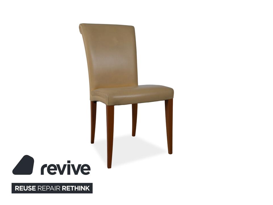 8er Garnitur Poltrona Frau Vittoria Leder Holz Gelb – Bild 3