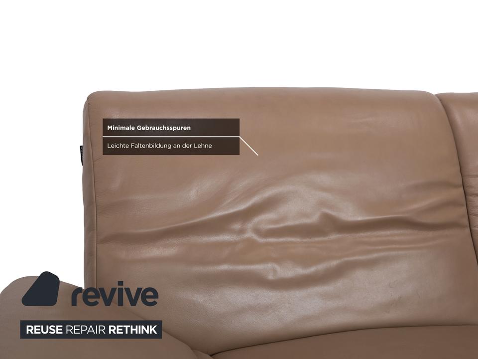 Contur Rodrigo Leder Ecksofa + Hocker Hellbraun Creme Mokka – Bild 7