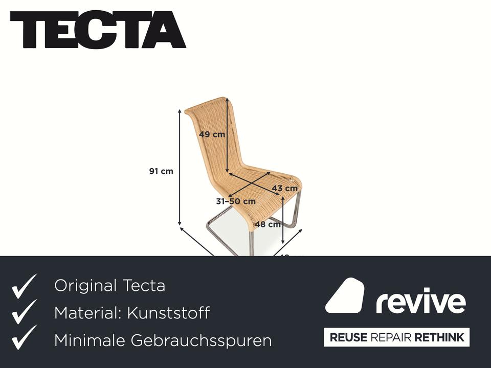 4er Garnitur Tecta B20 Geflecht Stuhl Beige Chrom – Bild 2