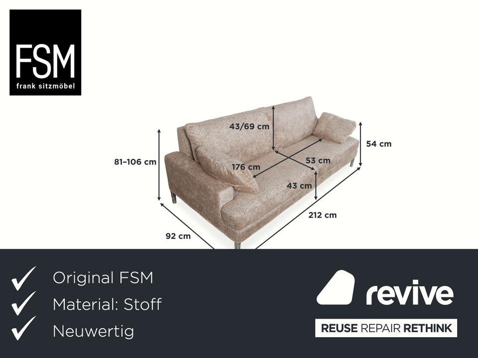 FSM Clarus Stoff Dreisitzer Grau Beige Meliert Sofa Couch ✨ – Bild 2